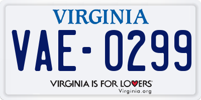 VA license plate VAE0299