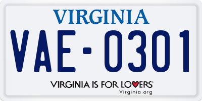 VA license plate VAE0301