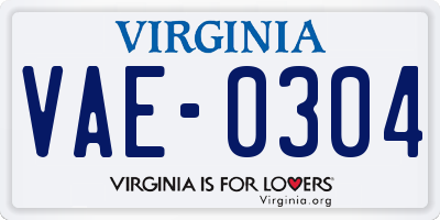 VA license plate VAE0304
