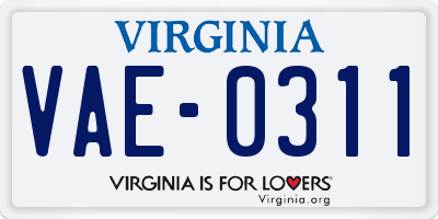 VA license plate VAE0311