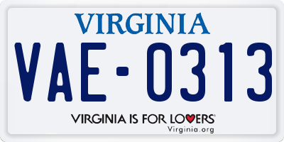 VA license plate VAE0313