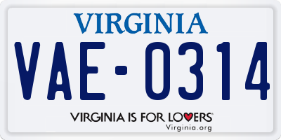 VA license plate VAE0314