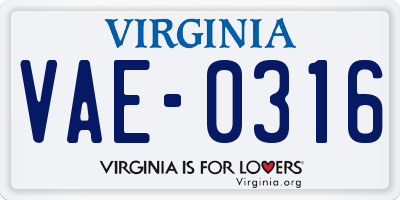 VA license plate VAE0316