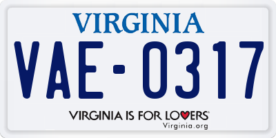 VA license plate VAE0317