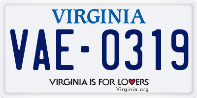 VA license plate VAE0319