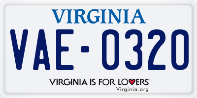 VA license plate VAE0320