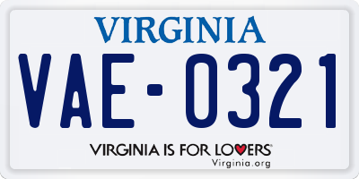 VA license plate VAE0321