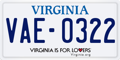 VA license plate VAE0322