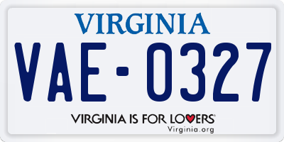 VA license plate VAE0327