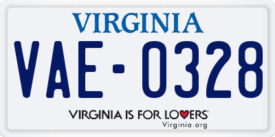 VA license plate VAE0328