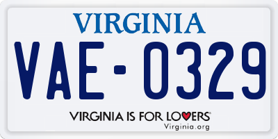VA license plate VAE0329