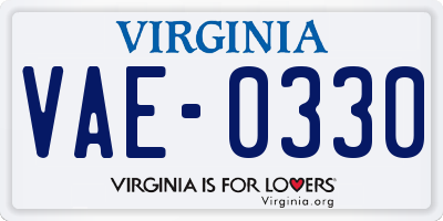 VA license plate VAE0330