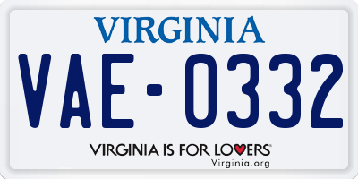 VA license plate VAE0332