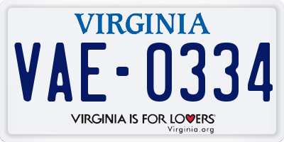 VA license plate VAE0334