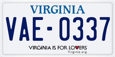 VA license plate VAE0337