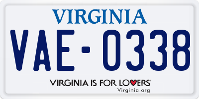 VA license plate VAE0338