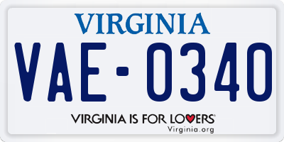 VA license plate VAE0340
