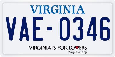VA license plate VAE0346