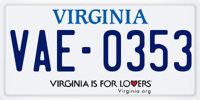 VA license plate VAE0353