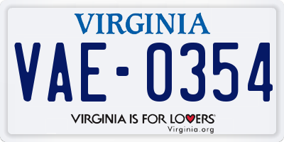 VA license plate VAE0354