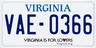 VA license plate VAE0366