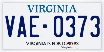 VA license plate VAE0373