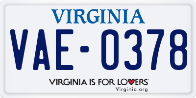 VA license plate VAE0378