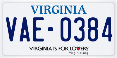 VA license plate VAE0384