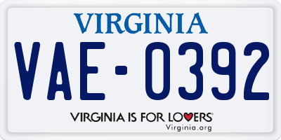 VA license plate VAE0392