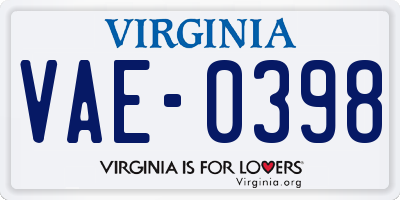 VA license plate VAE0398