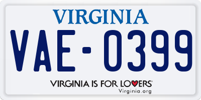 VA license plate VAE0399