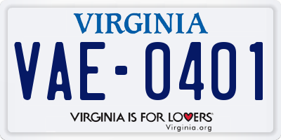VA license plate VAE0401