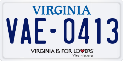 VA license plate VAE0413