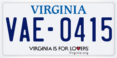 VA license plate VAE0415