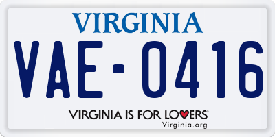 VA license plate VAE0416