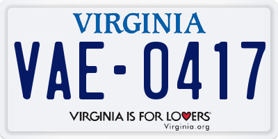VA license plate VAE0417