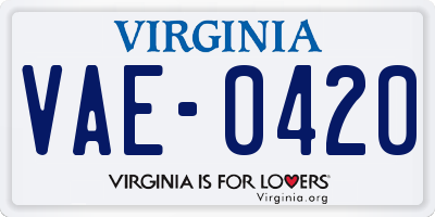 VA license plate VAE0420