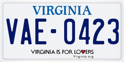 VA license plate VAE0423