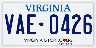 VA license plate VAE0426