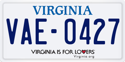 VA license plate VAE0427