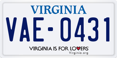 VA license plate VAE0431
