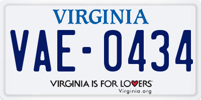 VA license plate VAE0434