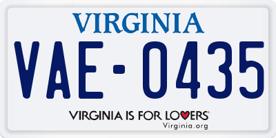 VA license plate VAE0435