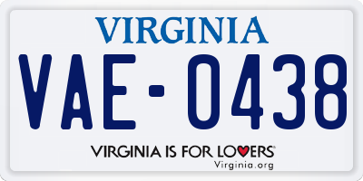 VA license plate VAE0438