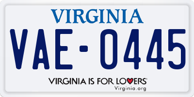 VA license plate VAE0445