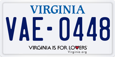 VA license plate VAE0448