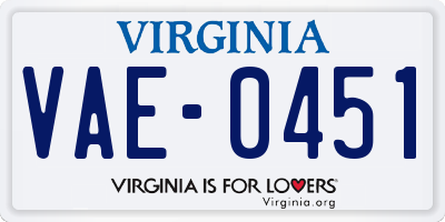 VA license plate VAE0451