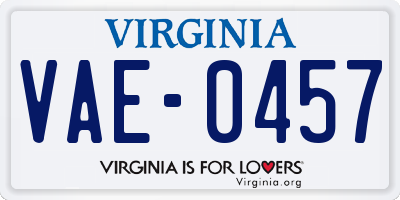 VA license plate VAE0457