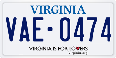 VA license plate VAE0474