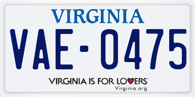 VA license plate VAE0475